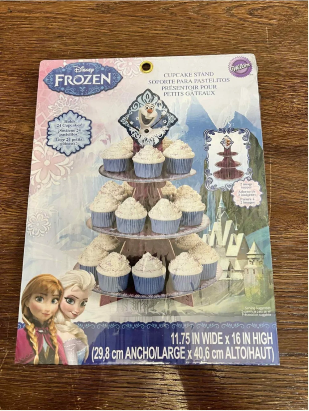 Disney Frozen Cupcake Stand Wilton 3-Tier Holds 24 Cupcakes Anna Elsa Olaf NEW